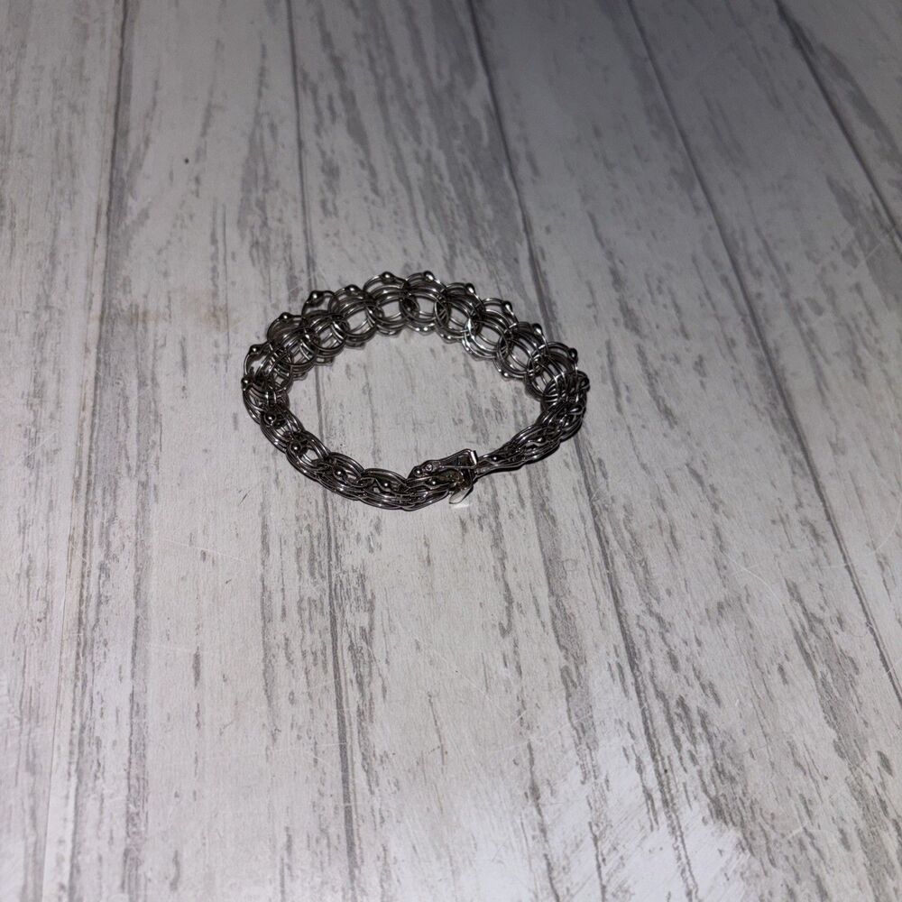 Sterling Silver Interlocking Chain Bracelet - image 2